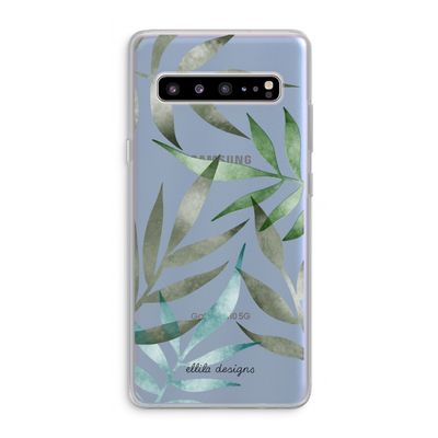 Tropical watercolor leaves: Samsung Galaxy S10 5G Transparant Hoesje