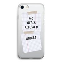 No Girls Allowed Unless: iPhone SE 2020 Transparant Hoesje