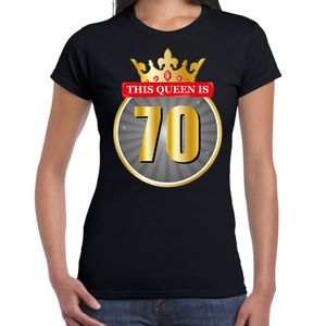 This Queen is 70 verjaardag t-shirt zwart 70 jaar voor dames L  -