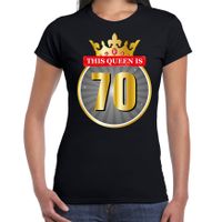 This Queen is 70 verjaardag t-shirt zwart 70 jaar voor dames