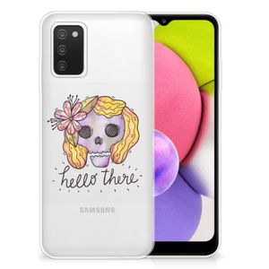 Silicone Back Case Samsung Galaxy A03S Boho Skull