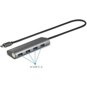 Renkforce USB 3.1 Gen 1-hub 4 poorten Met aluminium behuizing Zilver