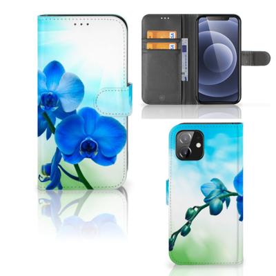 iPhone 12 | 12 Pro (6.1") Hoesje Orchidee Blauw - Cadeau voor je Moeder | Portemonnee hoesje