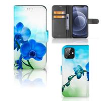 iPhone 12 | 12 Pro (6.1") Hoesje Orchidee Blauw - Cadeau voor je Moeder | Portemonnee hoesje