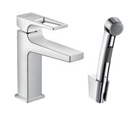 Hansgrohe Metropol wastafelkraan met handdouche en doucheslang chroom - thumbnail