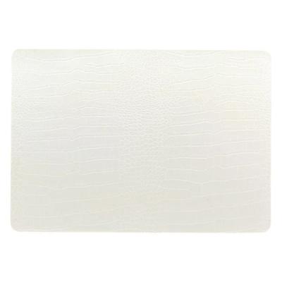 Unique Living placemats Croco lederlook - 1x - 43 x 30 cm - ivoor wit - pvc - tafel onderleggers
