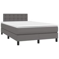 Boxspring met matras en LED kunstleer grijs 120x190 cm Boxspring met matras en LED kunstleer grijs 120x190 cm