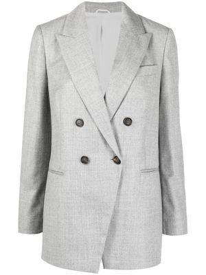 Brunello Cucinelli blazer tissé à boutonnière croisée - Gris