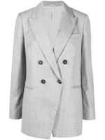 Brunello Cucinelli blazer tissé à boutonnière croisée - Gris