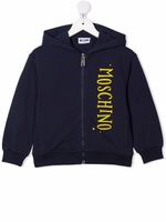 Moschino Kids hoodie zippé à logo imprimé - Bleu - thumbnail