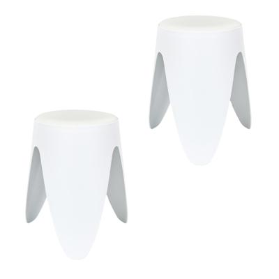 Stapelbaar zit krukje Gala - 2x - kunststof - wit - D30 x H46 cm - stoelen