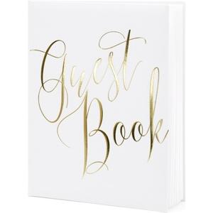 Gastenboek - wit/goud - 20 x 25 cm - 22 blz - bruiloft - jumileum - receptieboek