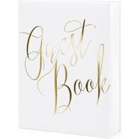 Gastenboek - wit/goud - 20 x 25 cm - 22 blz - bruiloft - jumileum - receptieboek - thumbnail