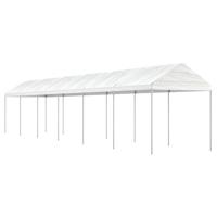 Prieel met dak 13,38x2,28x2,69 m polyetheen wit