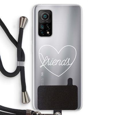 Friends heart pastel: Xiaomi Mi 10T 5G Transparant Hoesje met koord
