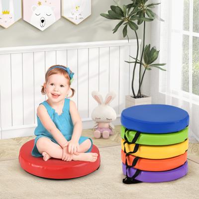 6-delige set Kinder Ronde Zitkussens Vloerkussens met Handvat & Rits Stoel Kussen 35 x 35 cm