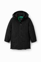Gewatteerde jas met ritsen - BLACK - M