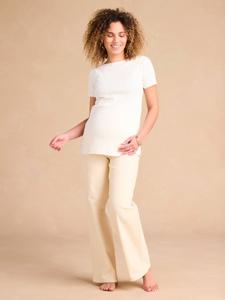 Ruime zwangerschapsjeans met naadloze band ENVIE DE FRAISE ecru