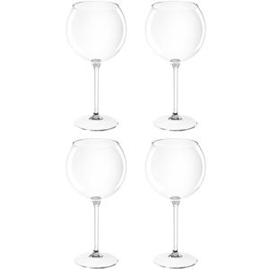Rode wijn/gin tonic glas - Set van 4x stuks - 650 ml - transparant - onbreekbaar kunststof - ballon