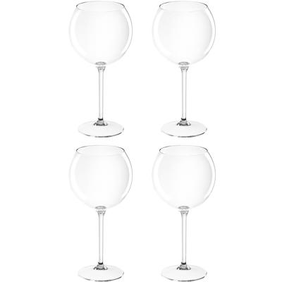 Rode wijn/gin tonic glas - Set van 4x stuks - 650 ml - transparant - onbreekbaar kunststof - ballon