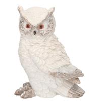 Dierenbeeldje Sneeuwuil Owly - wit - vogel - 12x13cm - polyresin