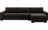 Goossens Hoekbank Lucca Met Chaise Longue donkerbruin, stof, 3-zits, stijlvol landelijk
