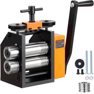 VEVOR 3 in 1 handwalserij 75 mm combinatiewalserij, handwalserij sieradenwalserij instelbare dikte van 0,03 tot 6,5 mm, handwalserijmachine voor platina/K-goud/messing