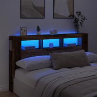 Hoofdeinde met LED 180x18,5x103,5 cm bewerkt hout oud hout