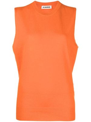 Jil Sander haut en cachemire à design sans manches - Orange