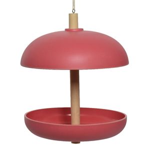 Vogel voedersilo hangend - bamboe hout - roze - 21 x 25 cm   -