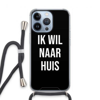 Ik wil naar huis - Zwart: iPhone 13 Pro Transparant Hoesje met koord