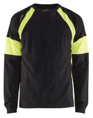 Blåkläder T-Shirt lange mouw 35201030 | Zwart/High-Vis Geel | Maat XL - 7330509697573