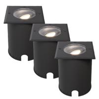 Set van 3 Cody LED Grondspots Zwart - GU10 4,5 Watt 345 lumen dimbaar - 4000K neutraal wit - Kantelbaar - Overrijdbaar - Vierkant - IP67 waterdicht