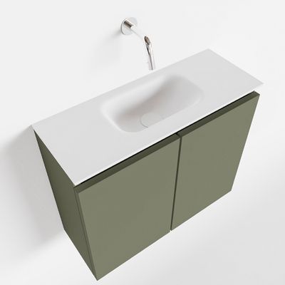 Toiletmeubel Mondiaz Ture | 60 cm | Meubelkleur Army | Eden wastafel Talc Midden | Zonder kraangat