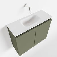 Toiletmeubel Mondiaz Ture | 60 cm | Meubelkleur Army | Eden wastafel Talc Midden | Zonder kraangat