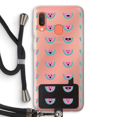 Smiley watermeloenprint: Samsung Galaxy A20e Transparant Hoesje met koord
