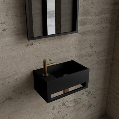 Fonteinset BWS Solid Surface Met Handdoekhouder Links Zwart Goud Boss & Wessing