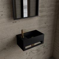 Fonteinset BWS Solid Surface Met Handdoekhouder Links Zwart Goud Boss & Wessing