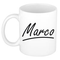 Marco Naam koffiemok - beker - met sierlijke letters - wit - 300 ml - Cadeau - Heren