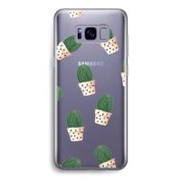 Cactusprint roze: Samsung Galaxy S8 Transparant Hoesje - thumbnail