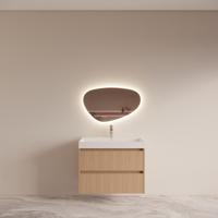 Badmeubelset BWS Riga Met Lako Wastafel Wit 80 cm Licht Eiken Japandi