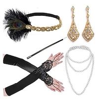 Retro vintage Jaren 1920 Helm Gemaskerd Bal Jaren '20 flapper hoofdband Accessoireset Accessoires ingesteld Hoofddeksels Ketting / Oorbellen The Great Gatsby Charleston Dames Maskerade Feest / Uitgaan Lightinthebox