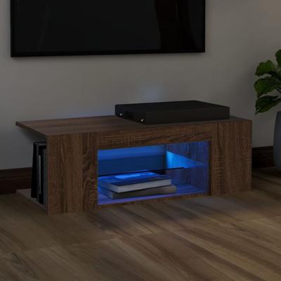 Tv-meubel met LED-verlichting 90x39x30 cm bruin eikenkleur