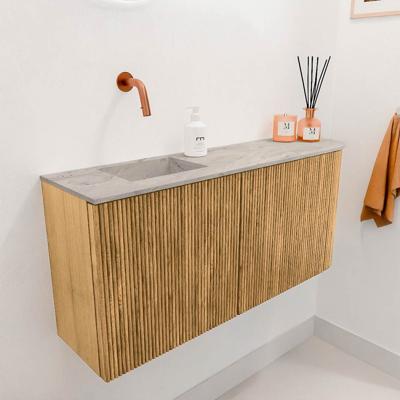 Toiletmeubel Mondiaz Joya Dlux | 91.6 cm | Meubelkleur Oak | Faye wastafel Glace Wasbak Links | Zonder kraangat(en)