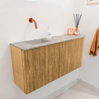 Toiletmeubel Mondiaz Joya Dlux | 91.6 cm | Meubelkleur Oak | Faye wastafel Glace Wasbak Links | Zonder kraangat(en)