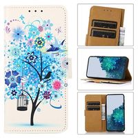 Glam Series Motorola Moto E20/E30/E40 Portemonnee Hoesje - Bloeiende Boom / Blauw - thumbnail