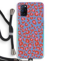 Leopard blue: Oppo A52 Transparant Hoesje met koord