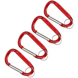 Karabijnhaak sleutelhanger sleutelhanger 4x metaal rood 8 cm