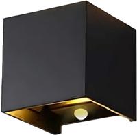 Enzo Led wandlamp 2x3w up&down vierkant zwart 2700k + sensor - 5082077