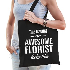 Zwart cadeau tas awesome florist / geweldige bloemist voor dames   -